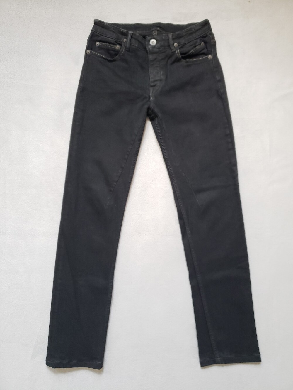 RICK OWENS DRKSHDW BLACK MATTE BERLIN CUT SKINNY SLIM STRETCH JEANS PANTS 26